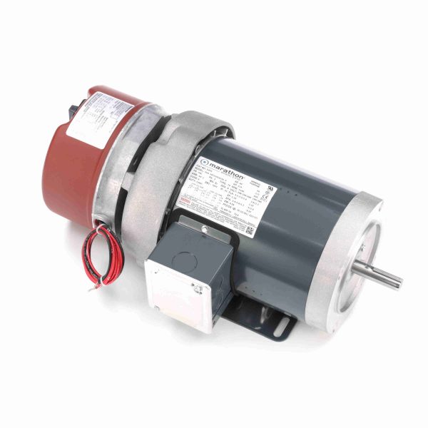 056T11F5327 - Marathon 0.75 HP Brake Motor, 3 phase, 1200 RPM, 208-230/460 V, 56C Frame, TEFC - D455
