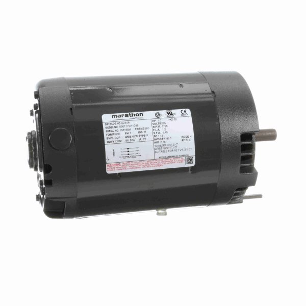 056T17D11048 - Marathon 1 HP General Purpose Motor, 3 phase, 1800 RPM, 575 V, 56C Frame, ODP - G244A