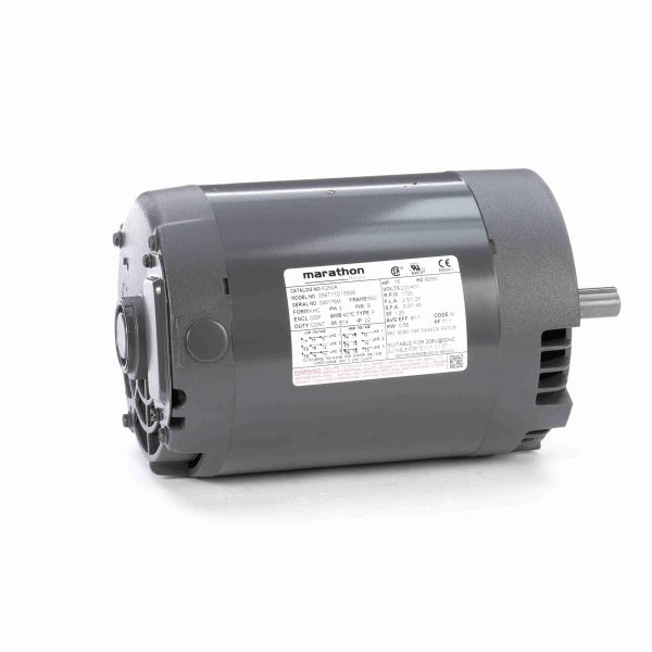056T17D15906 - Marathon 0.75 HP General Purpose Motor, 3 phase, 1800 RPM, 230/460 V, 56C Frame, ODP - K250A
