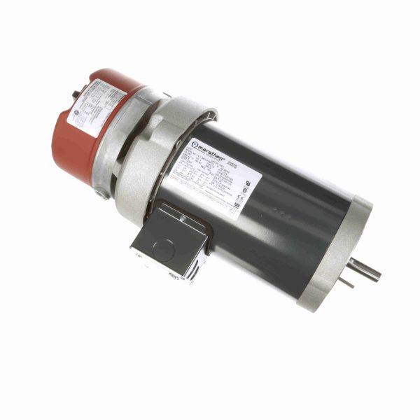 056T17F15917 - Marathon 1 HP Brake Motor, 3 phase, 1800 RPM, 230/460 V, 56C Frame, TEFC - K472