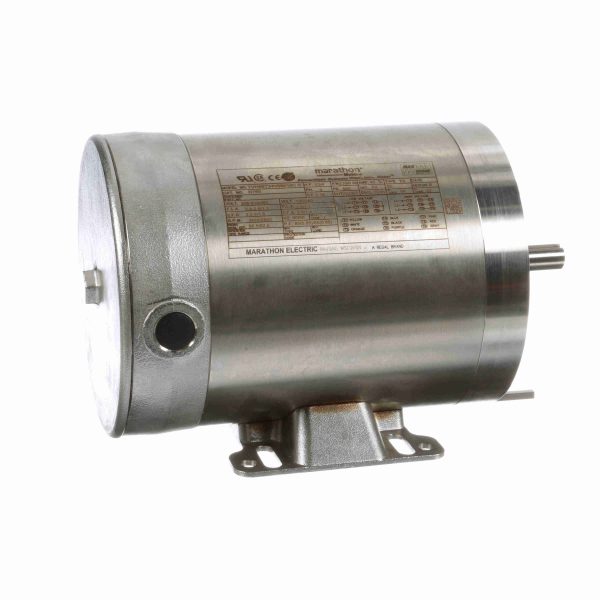 056T34V99016 - Marathon 1 HP Washdown Motor, 3 phase, 3600 RPM, 208-230/460 V, 56C Frame, TENV - N760