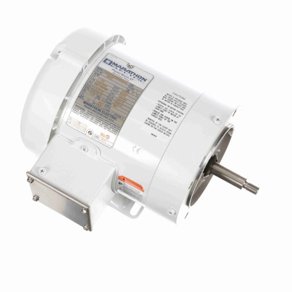 056T34W99004 - Marathon 1 HP Washdown Motor, 3 phase, 3600 RPM, 208-230/460 V, 56J Frame, TEFC - N222