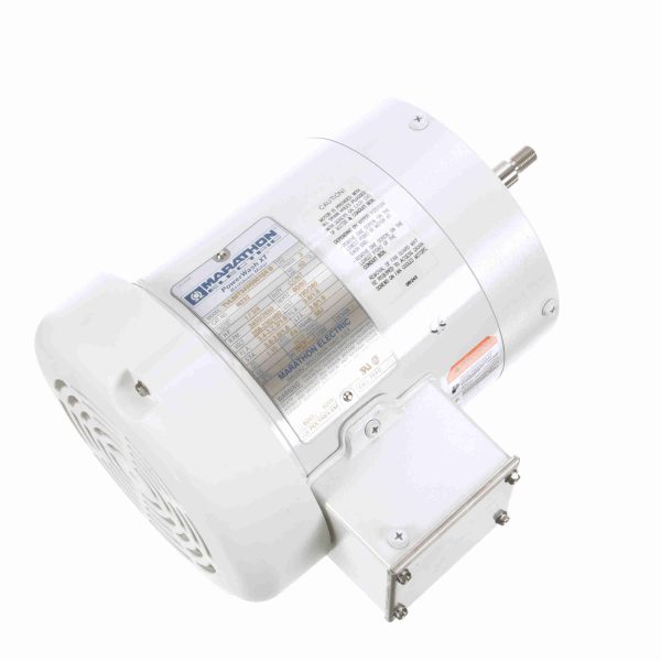 056T34W99010 - Marathon 1 HP Washdown Motor, 3 phase, 3600 RPM, 208-230/460 V, 56J Frame, TEFC - N232