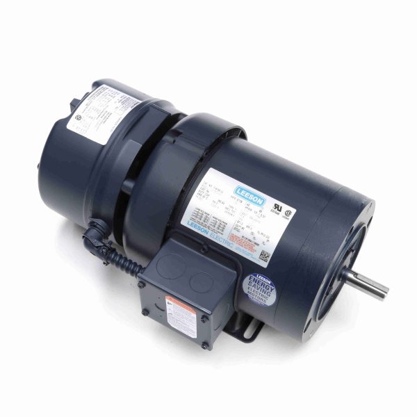 114154.00 - Leeson 0.50 HP Brake Motor, 3 phase, 1800 RPM, 208-230/460 V, 56C Frame, TEFC - 114154.00