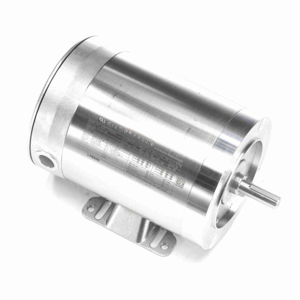 117121.00 - Leeson 0.75 HP Washdown Motor, 3 phase, 1800 RPM, 208-230/460 V, 56C Frame, TENV - 117121.00