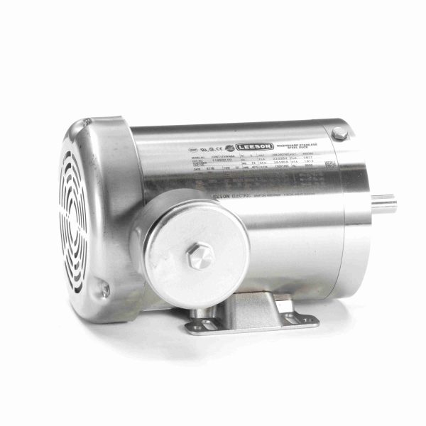 119500.00 - Leeson 1 HP Washdown Motor, 3 phase, 1800 RPM, 208-230/460 V, 56C Frame, TEFC - 119500.00
