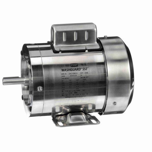 191475.00 - Leeson 0.50 HP Washdown Motor, 1 phase, 1800 RPM, 115/230 V, 56C Frame, TEFC - 191475.00
