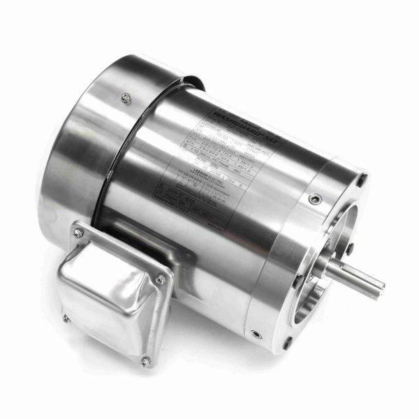 191508.00 - Leeson 0.75 HP Washdown Motor, 3 phase, 1800 RPM, 208-230/460 V, 56C Frame, TEFC - 191508.00