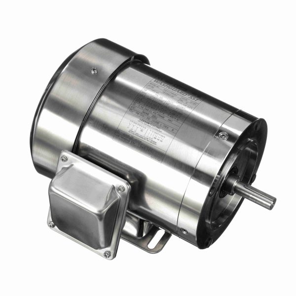 191950.00 - Leeson 0.75 HP Washdown Motor, 3 phase, 1800 RPM, 208-230/460 V, 56C Frame, TEFC - 191950.00