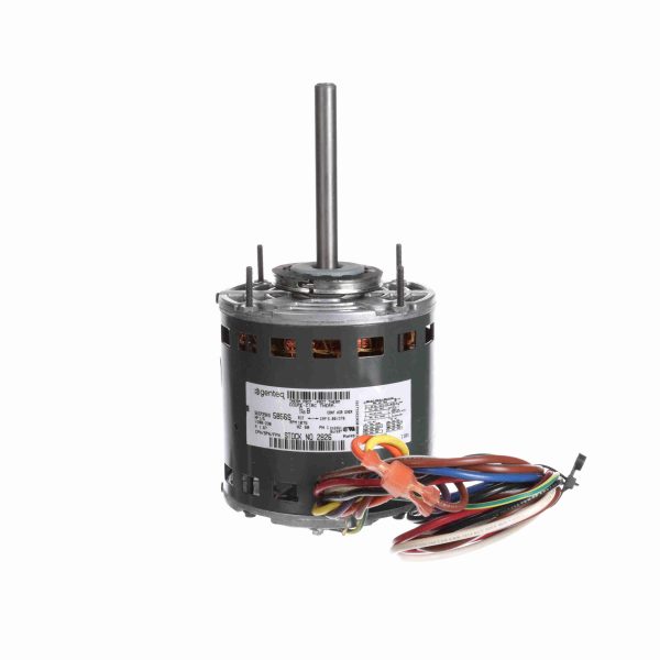 2826 - Genteq 1/5 HP Fan & Blower Motor, 1075 RPM, 3 Speed, 208-230 Volts, 42 Frame, OAO - 2826