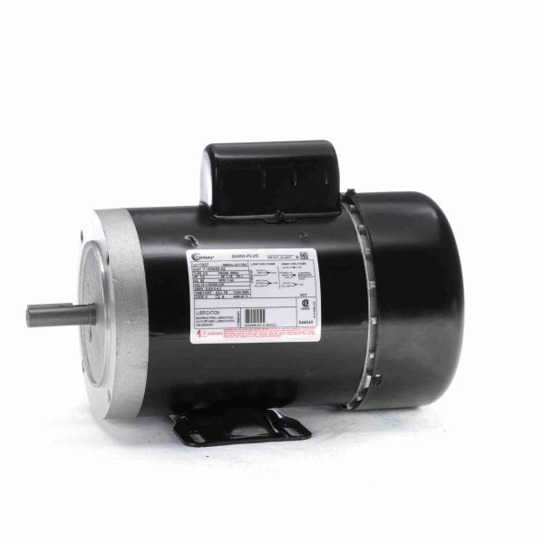 C827 - Century 1/2 HP General Purpose Motor, 1 phase, 1200 RPM, 115/208-230 V, 56C Frame, TEFC - C827