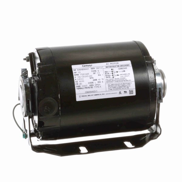 CB2054ADV1 - Century 1/2 HP Carbonator Pump Motor, 1 phase, 1800 RPM, 100-120/200-240 V, 48 Frame, OPEN - CB2054ADV1