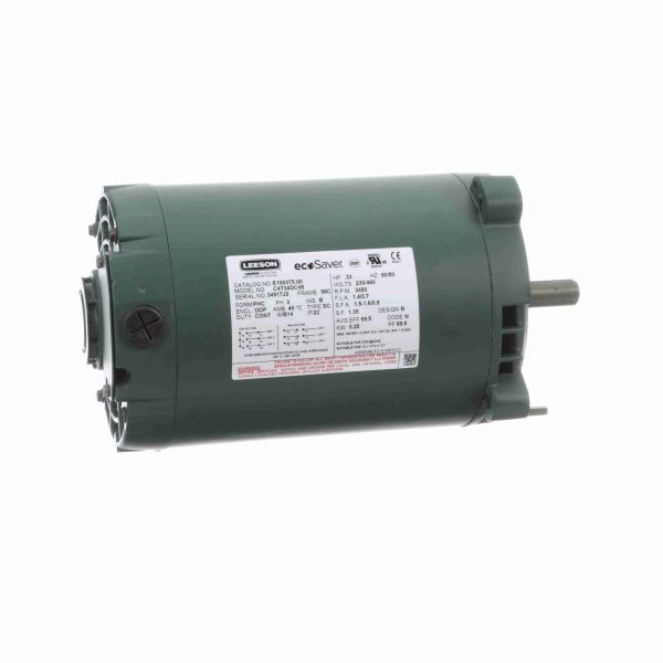 E100375.00 - Leeson 0.33 HP General Purpose Motor, 3 phase, 3600 RPM, 230/460 V, 56C Frame, ODP - E100375.00