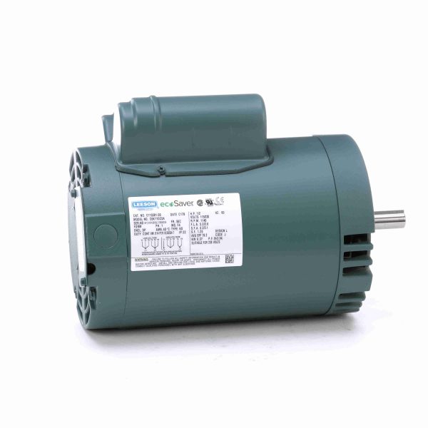 E110381.00 - Leeson 0.50 HP General Purpose Motor, 1 phase, 1200 RPM, 115/230 V, 56C Frame, ODP - E110381.00