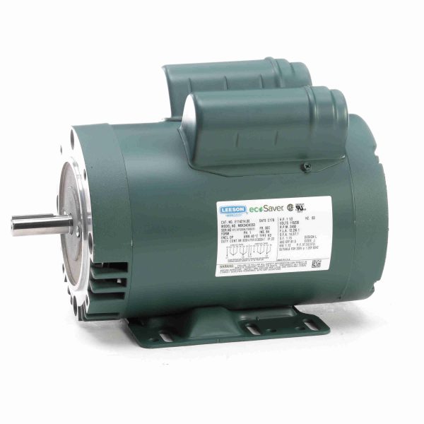 E114214.00 - Leeson 1.50 HP General Purpose Motor, 1 phase, 3600 RPM, 115/230 V, 56C Frame, ODP - E114214.00