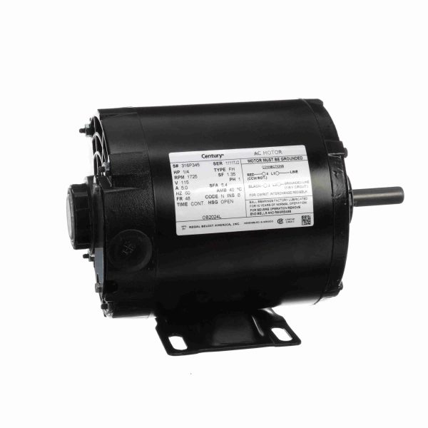 OB2024L - Century 1/4 HP Fan and Blower HVAC/R Motor, 1 phase, 1800 RPM, 115 V, 48 Frame, OPEN - OB2024L